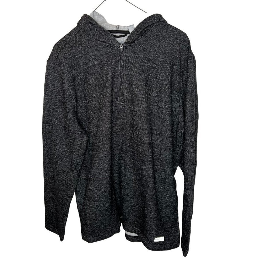 Perry Ellis Portfolio Mens Black 1/4 Zip Heathered Knit Hoodie Size L - Picture 2 of 7
